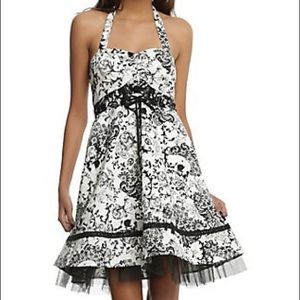 Floral Skull Halter Dress